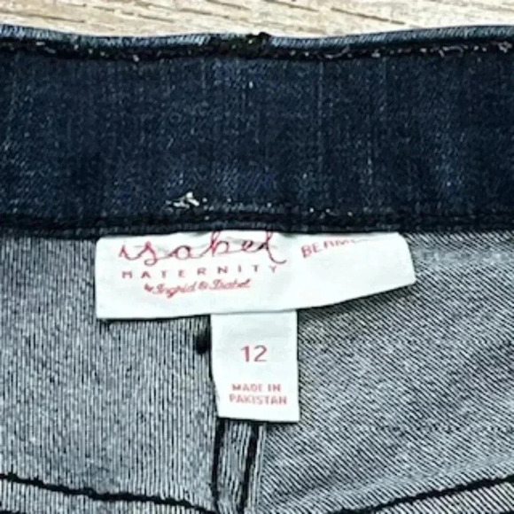Isabel Maternity Denim Dark Wash Rolled Cuff Bermuda Shorts Women’s Sz 12 - Picture 4 of 8